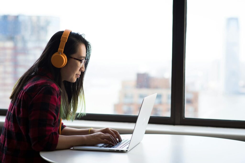 photography of woman practicing English with Echo Practice